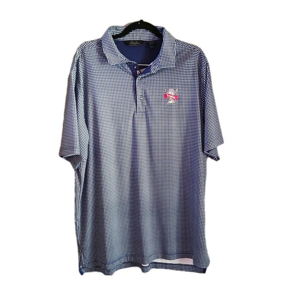 Bobby Jones Performance Golf Polo Shirt Men's Navy White Gingham Print Sz XL - Picture 6 of 13